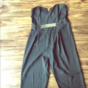 Black silver belted jumpsuit